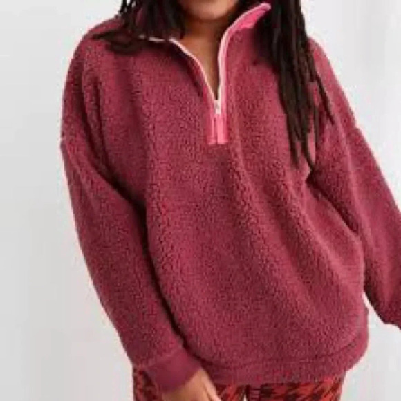 aerie Tops - Aerie dream Sherpa pull over sweater pink size medium sweatshirt